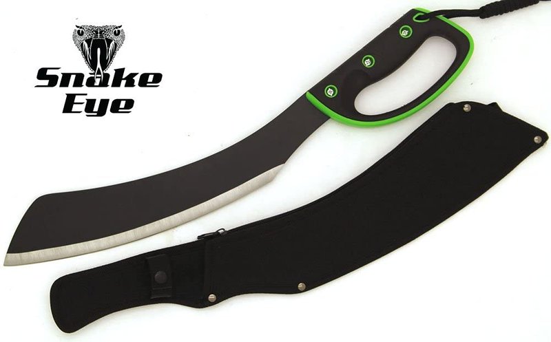 Snake Eye Tactical Full-Tang Machete – Heavy Duty Fixed Blade Survival Tool with Reinforced Nylon Sheath for Camping, Hunting, and Bushcraft