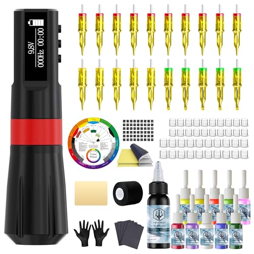 Gaea Poseidon Cordless Tattoo Gun Kit for Beginners with 1200mAh Battery