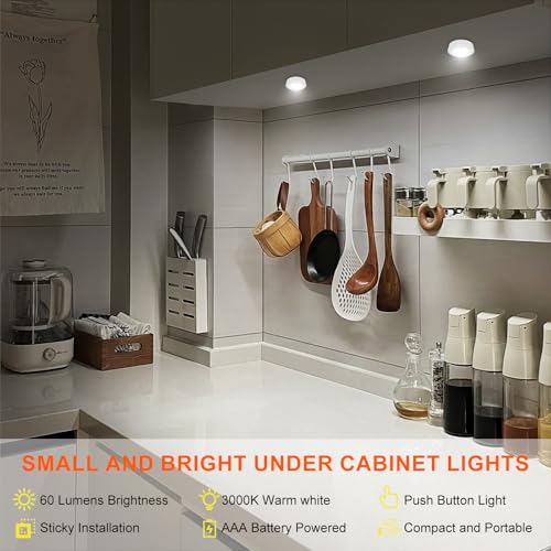 BIGMONAT LED Puck Lights - Battery Operated Touch Lights, 3-Pack