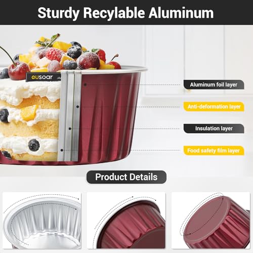 EUSOAR 30pcs 5oz Disposable Aluminum Ramekins with Lids
