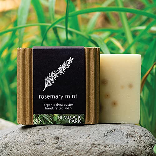 Organic Shea Butter Bar Soap - Rosemary Mint, Set of 3 | Moisturizing Vegan Soap with Coconut & Olive Oil
