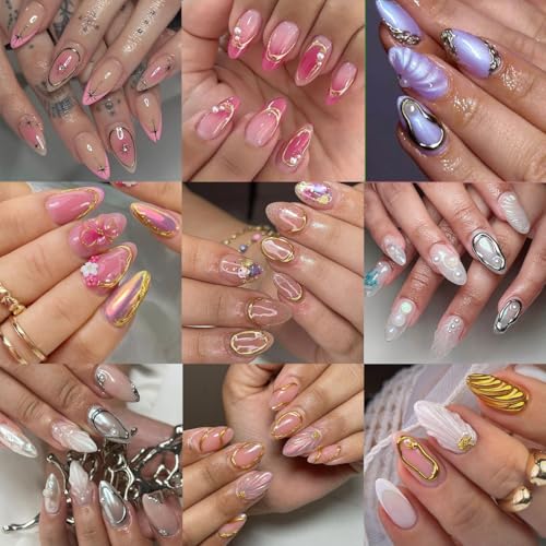 5D Metallic Nail Art Stickers - 4 Sheets Geometric Designs