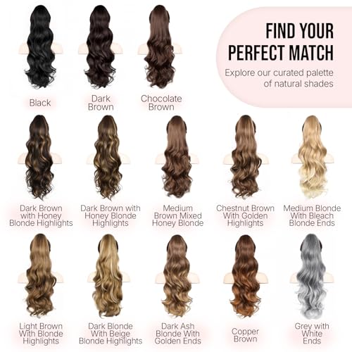 Natural Black 26" Ponytail Extension with Claw Clip - Lightweight & Easy to Wear