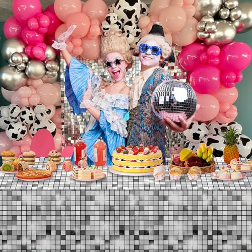4 Pack Pink Cowgirl Disco Tablecloths - 54 x 108 Inch Party Decor