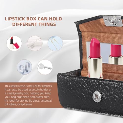 Beavorty Lipstick Case with Mirror - PU Leather Portable Cosmetic Organizer