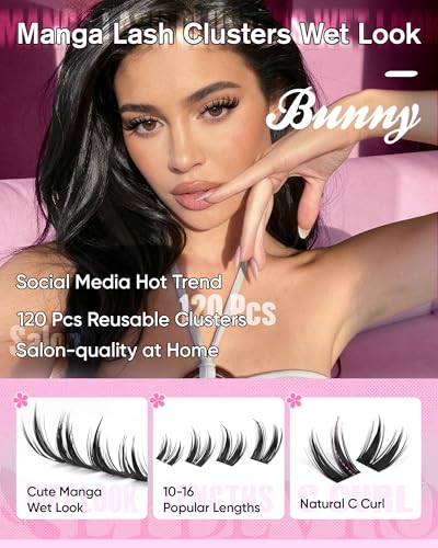 EYDEVRO Manga Bunny Lash Clusters Kit M - Wet Look False Eyelashes