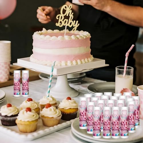 Oh Baby Lip Balm Set 60 Pack (Oh Baby-2) Baby Shower Favors Vanilla Flavor