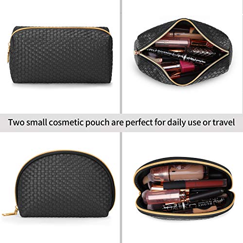 KTMOUW 3-Piece Waterproof Travel Makeup Bag Set - Woven PU Leather Organizer