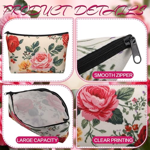 Kacctyen 9-Piece Vintage Floral Cosmetic Bag Set for Travel