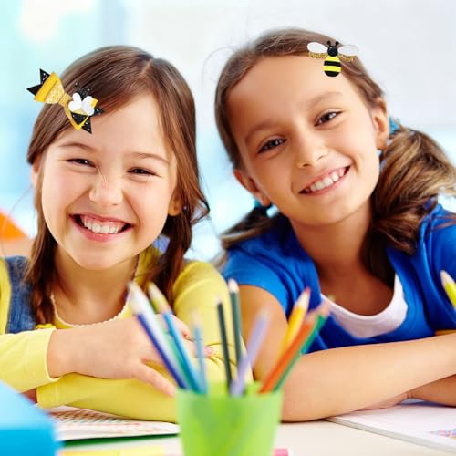 5-Piece Bee Glitter Hair Bow Clips Set for Kids & Toddlers