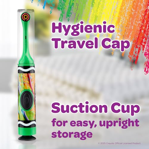 GUM Crayola Kids Battery Powered Toothbrush, Soft Bristles, 2 Pack