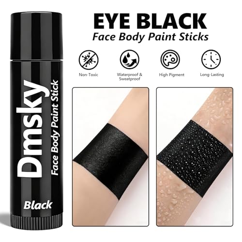 Dmsky 10 Pack Black Eye Black Sports Stick for Football, Baseball, Softball - Anti-Glare Waterproof Face Paint Kit