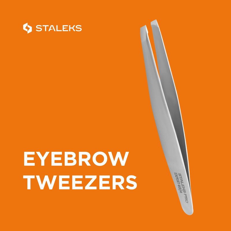 STALEKS PRO Expert 62 Type 4 Professional Eyebrow Tweezers – Narrow Beveled Stainless Steel for Fine Brows & Small Hands