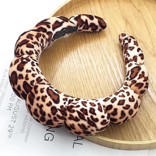Dolebao Brown Leopard Spa Headbands for Face Washing & Skincare, Soft & Absorbent Makeup Hairbands