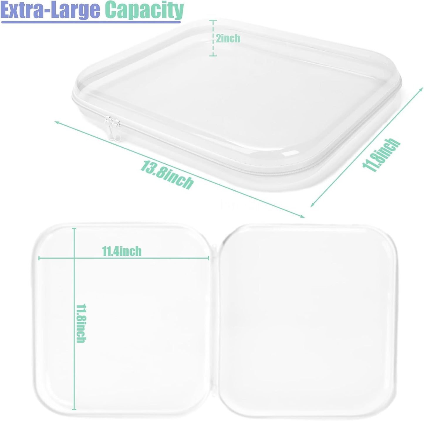Extra Large Clear Board Game Storage Case - 3 Pack Hard Shell Organizer for Cards, Puzzles & Documents | 13.8 x 11.8 in