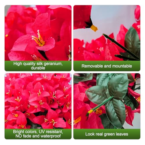 Pink Faux Bougainvillea Artificial Flowers - 2 PCS UV Resistant Silk Vines for Outdoor Decoration