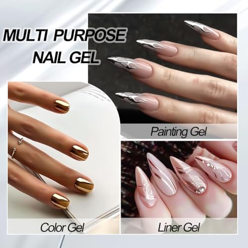 SUTOZMIWE Metallic Gel Nail Polish Set - Chrome & Mirror Effect, 3 Colors