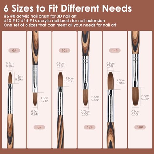 Rolabling 16# Kolinsky Nail Brush - Professional Acrylic Art Tool