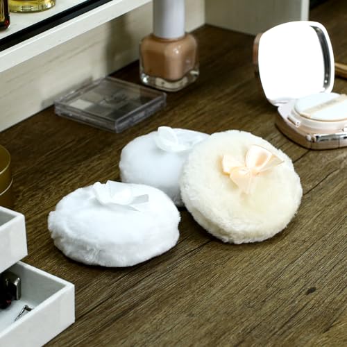 4PCS Large Fluffy Makeup Puffs - Soft Washable Face & Body Powder Puffs