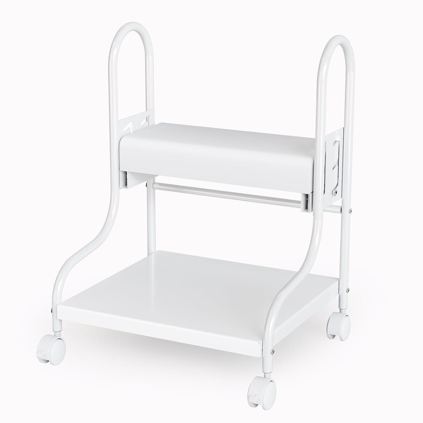 Pedicure Cart - Adjustable Height Foot Bath Trolley with PU Cushion | Portable Nail Esthetician Cart for Manicure & Massage (White)