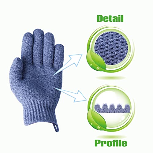 Exfoliating Shower Gloves for Men and Women - 2 Pairs