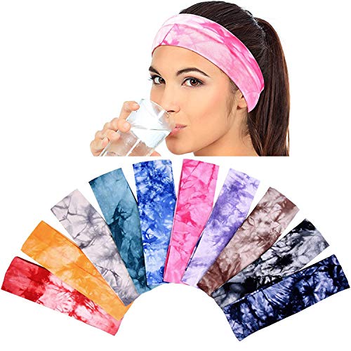 LIGONG 12PCS White Yoga Headbands - DIY Tie Dye Elastic Sweatbands