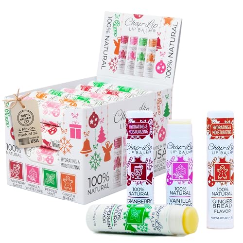 Chap-Lip 100% Natural Lip Balm Set - Holiday Collection, 24-Pack