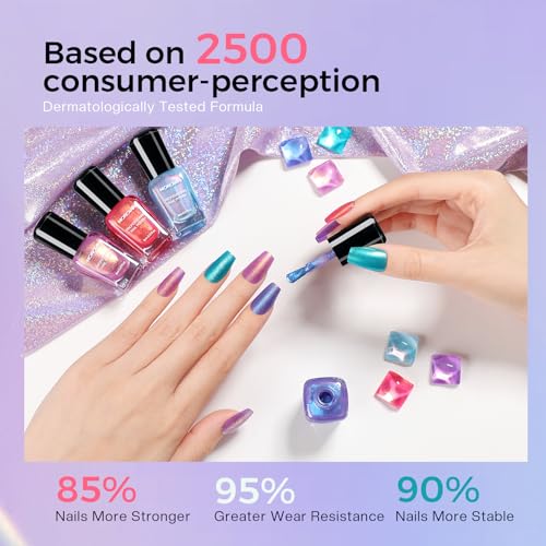 Morovan Ombre Nail Polish Set: 6-Piece Aurora Pearl Iridescent Glitter Kit
