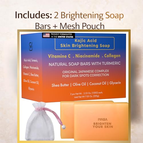 IYASA Kojic Acid Brightening Soap for Dark Spots & Hyperpigmentation - 2 Pack