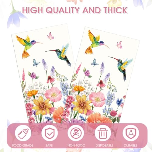 Boho Vintage Poppy Flower Napkins - 100 Disposable Hand Towels