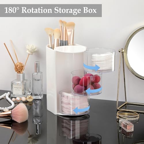 GUSHBIN 3-Tier Rotating Hair Accessories Organizer & Makeup Brush Holder