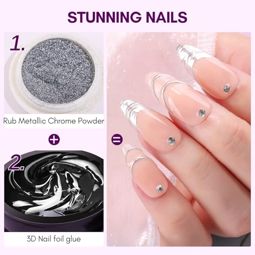 Makartt 3D Nail Gel with Transfer Foil Glue - 8g, Includes 1pc 8ml Design