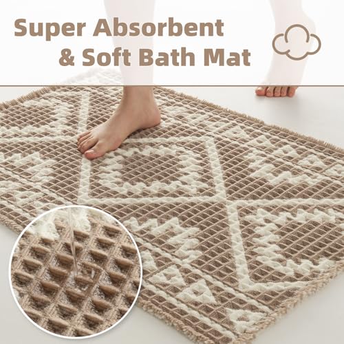 PADOOR Waffle Bath Mat - Super Absorbent, Non-Slip, 17"x28"