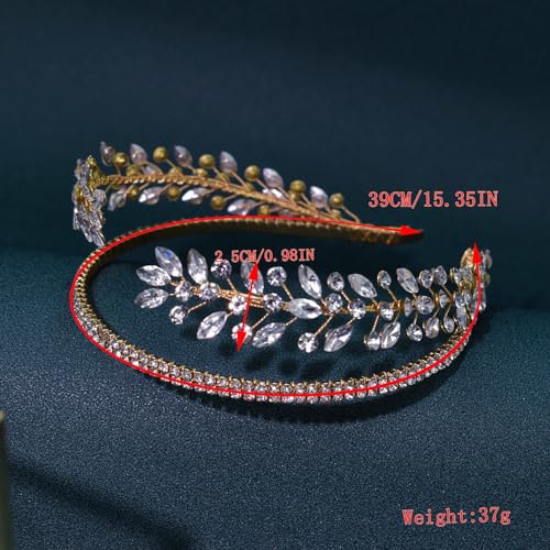 Handmade Gold Wedding Hair Band with Rhinestones for Brides
