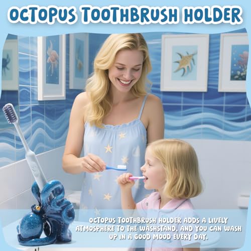 Hodao Octopus Toothbrush Holder - Cute Resin Stand for Kids & Adults