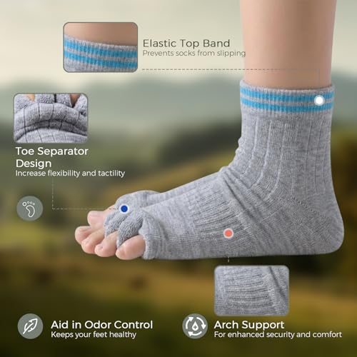 Burning Barefoot Foot Alignment Socks with Toe Separators for Pain Relief