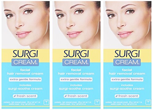 Surgiwax Facial Hair Removal Cream for Women - Extra Gentle Depilatory Formula for Face Sensitive Skin, Includes Surgi-Soothe, Painless Remover, 1 oz, 2 Pack