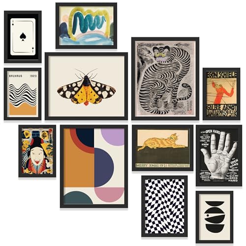 Eclectic Wall Art Prints Set - 12 Unframed Retro Decor for Home