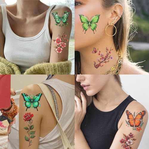 96PCS Flower Temporary Tattoos - Waterproof Stickers for Body Art