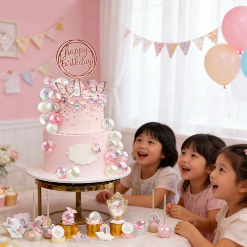 61PCS Bubble Ball Cake Toppers for Birthday & Wedding Decor