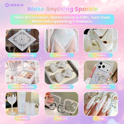 INSOIA AB Jelly Rhinestones Kit with B7000 Glue - 12,000 Sparkling Flatbacks for DIY Crafts
