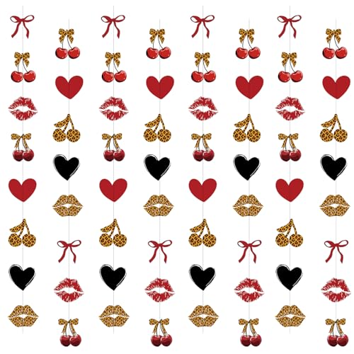 Cheetah Cherry Birthday Party Decorations - 8PCS Hanging Banner Set