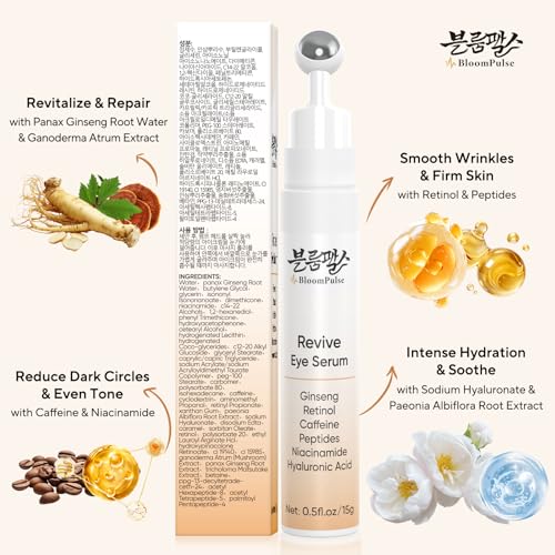 BloomPulse Retinol & Caffeine Eye Serum with Cooling 360° Roller Ball