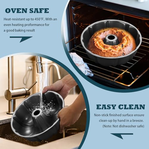 P&P CHEF 10-Inch Non-Stick Fluted Cake Pan - Heavy Duty & Durable