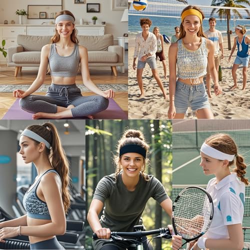 9-Pack Non-Slip Cotton Headbands for Women - Soft & Stretchy Athletic Hair Bands