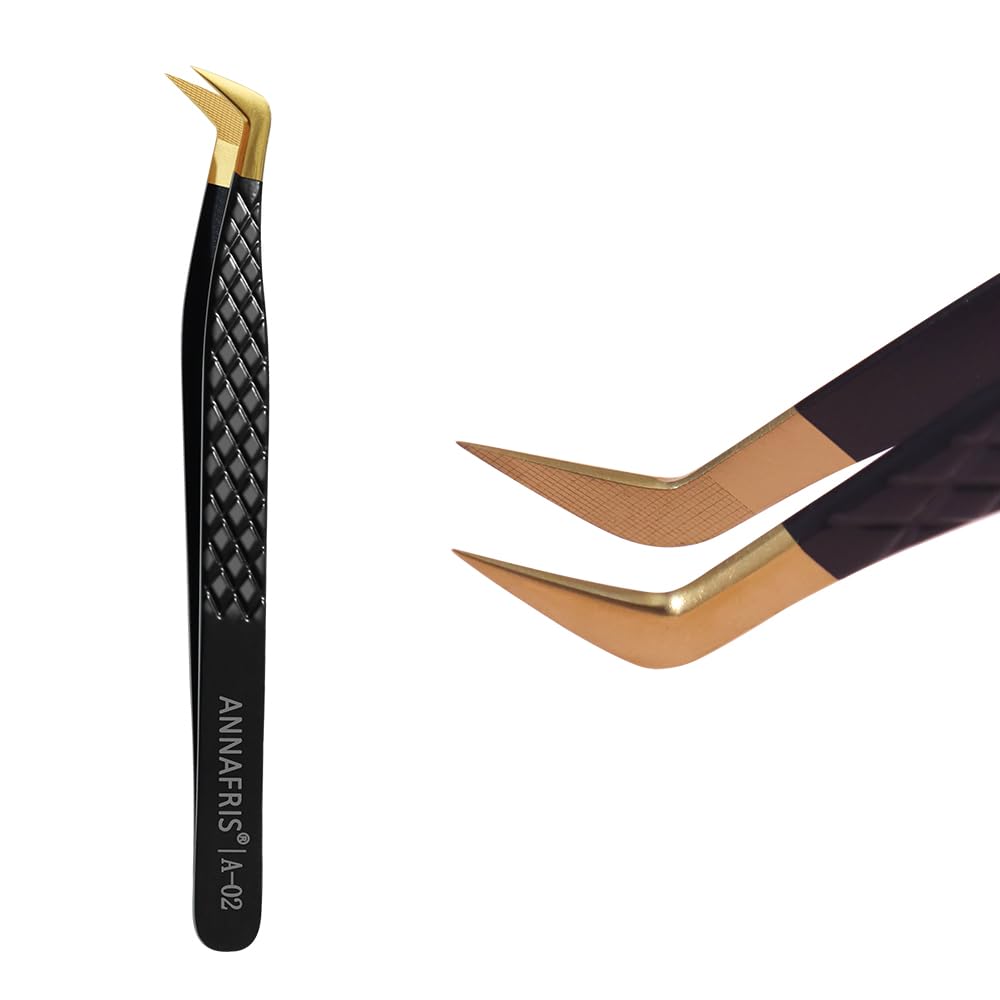 ANNAFRIS Lash Tweezers for Eyelash Extensions,Precision Fiber Tip for Volume Eyelash Extensions,Lash Extension Tweezers for Easy Application and Removal-A02