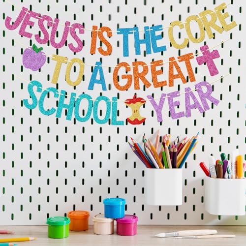 Jesus Is the Core to a Great School Year Banner | Christian Classroom Decor