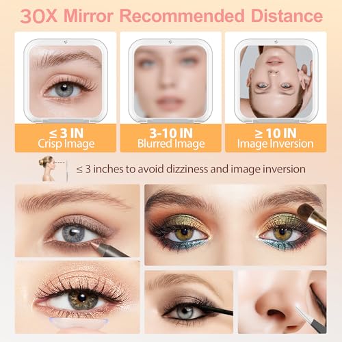 MIYADIVA Gold Compact Mirror with 30X Magnification and Tweezers – Travel Makeup & Pocket Mirror
