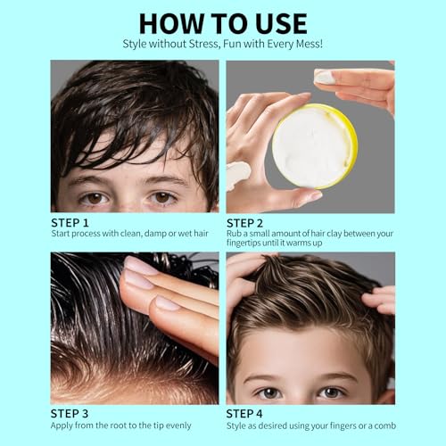 SEVICH Kids Hair Styling Pomade 2-Pack, Gentle Plant-Based Clay, 160g
