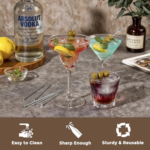 Reusable Stainless Steel Martini Cocktail Picks - 9 Pcs, 4.1 in